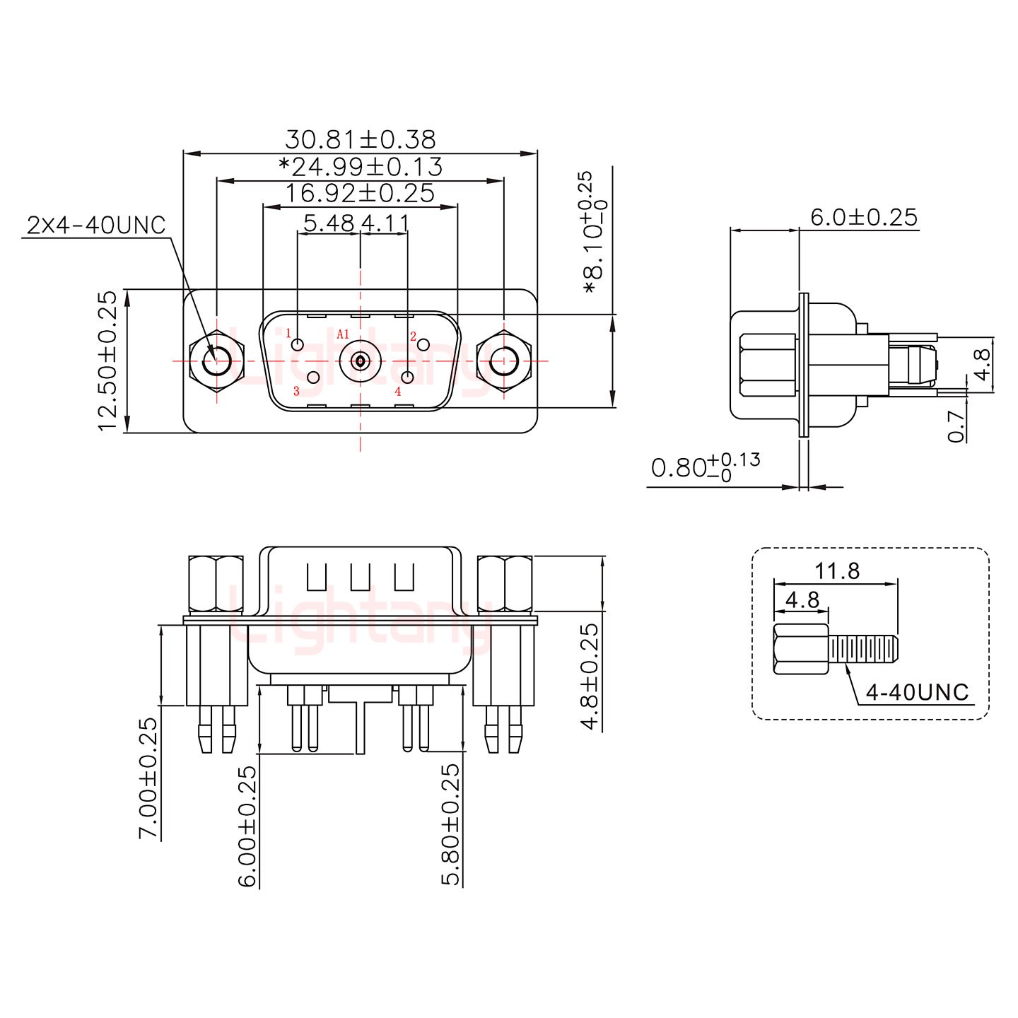 5W1公PCB直插板/鉚魚(yú)叉7.0/射頻同軸75歐姆