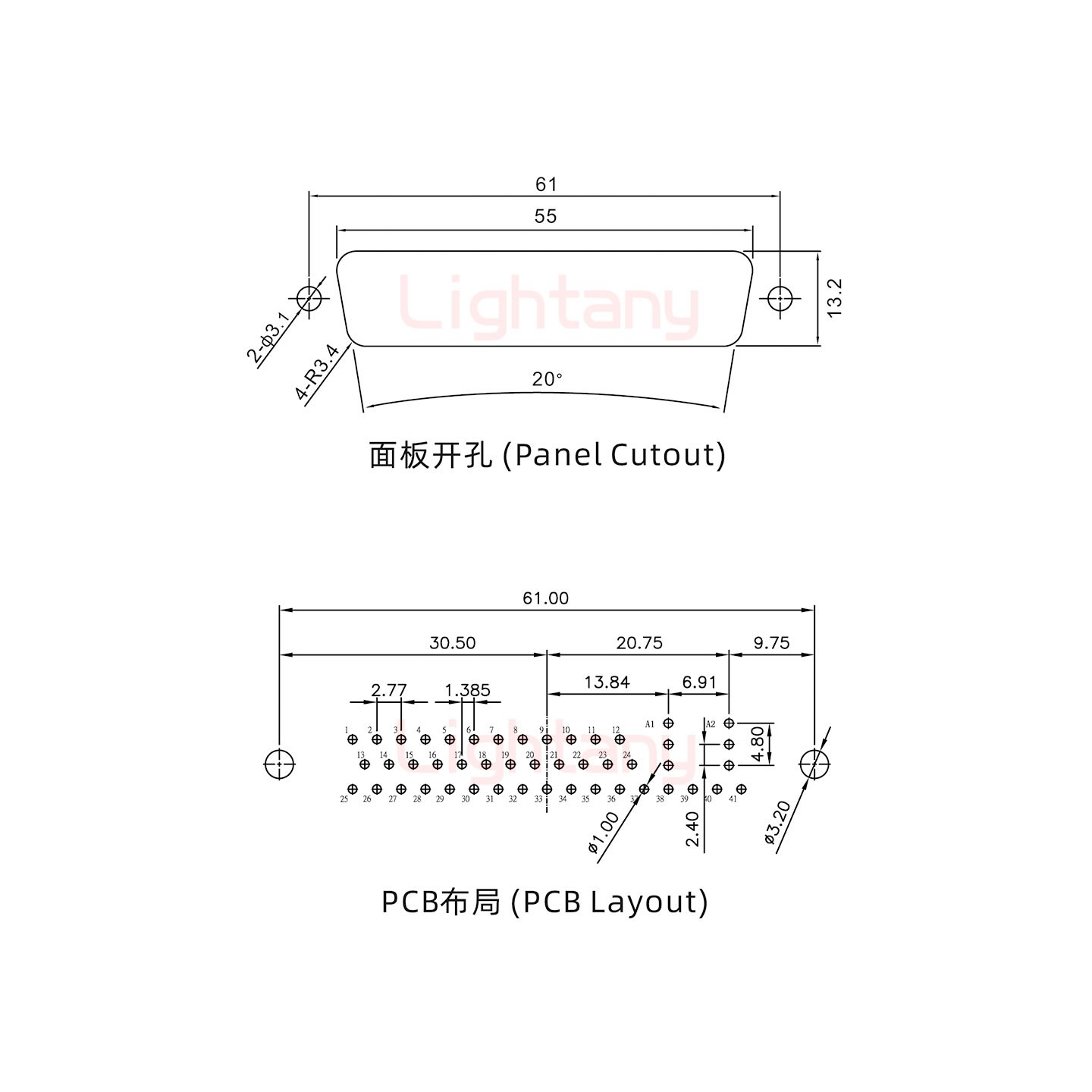 43W2公PCB直插板/鉚魚(yú)叉7.0/射頻同軸50歐姆