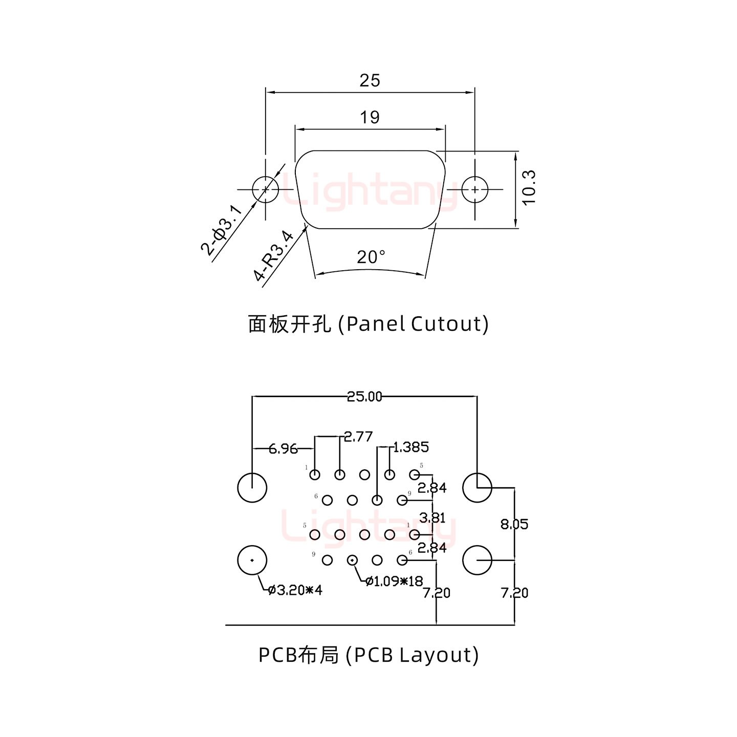 DR9 上公下母 間距15.88 車(chē)針雙胞胎 D-SUB連接器