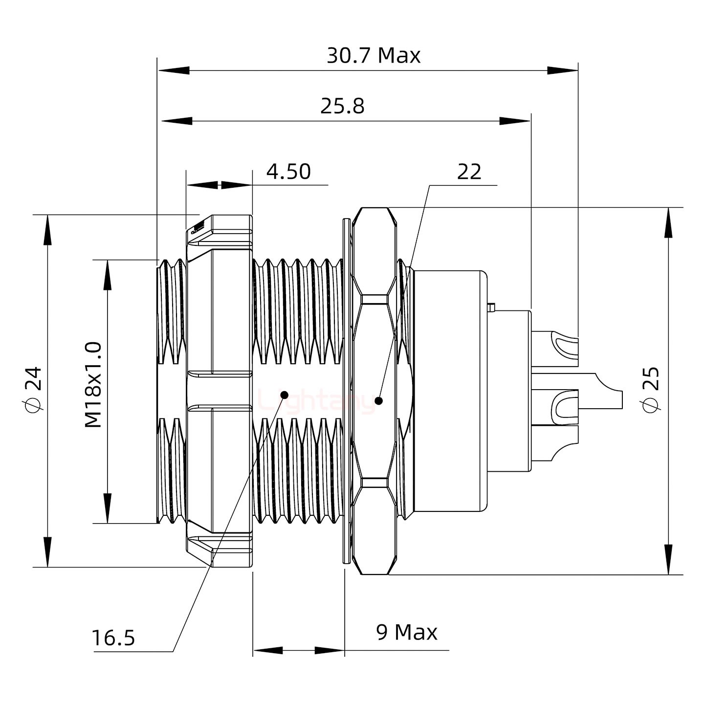 ECG.3B.016.CLL雙螺母插座 焊線(xiàn)