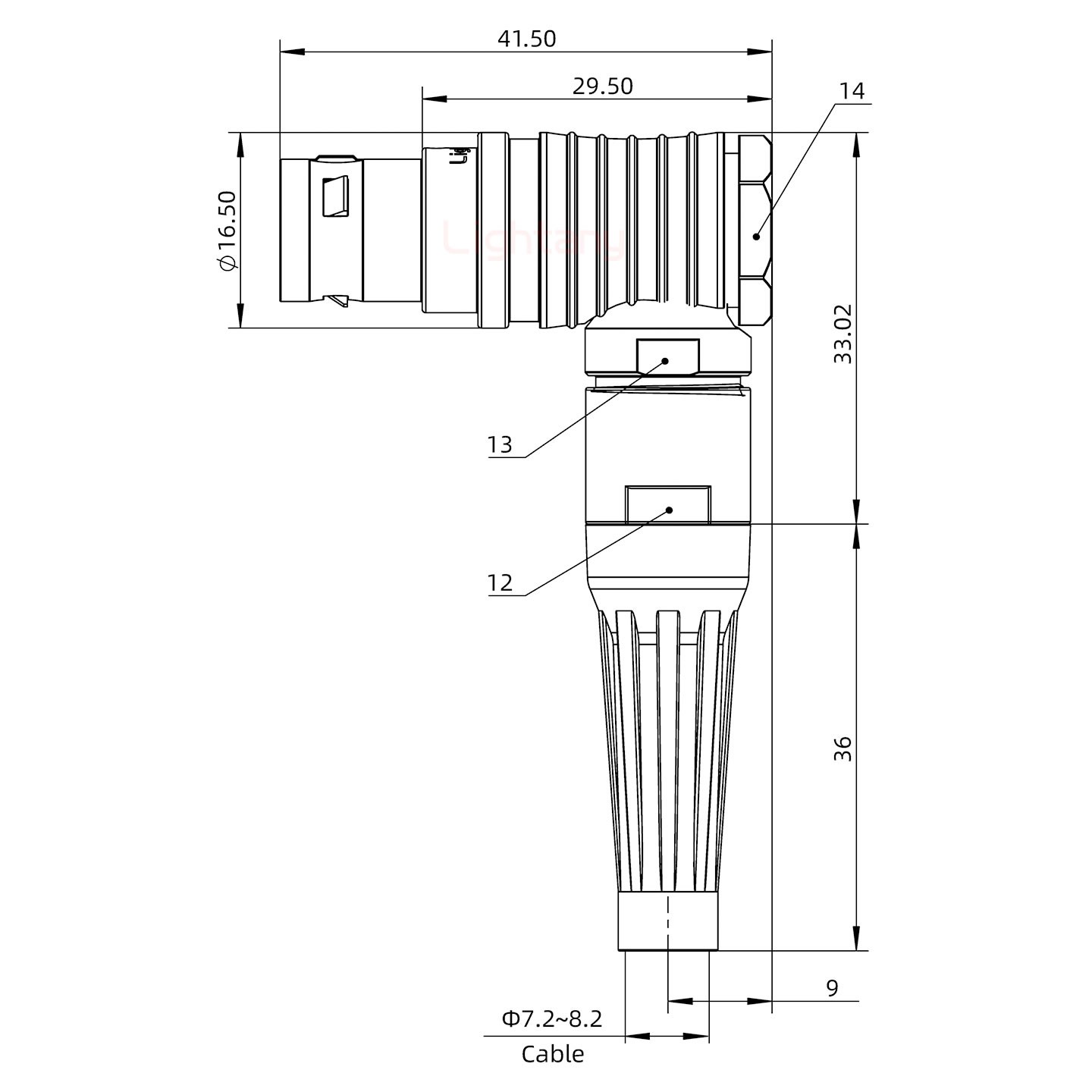 FHG.2B.019.CLAD82Z推拉自鎖帶護(hù)套彎式插頭