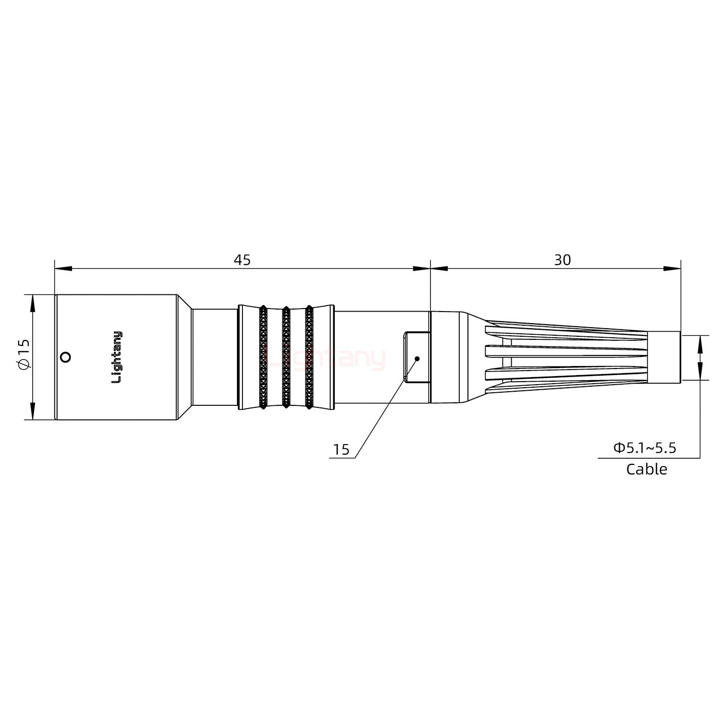 PHG.1K.002.CLAC55Z推拉自鎖帶護套浮動插座